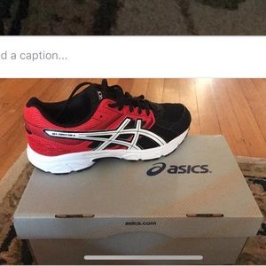 ASICS kids size 7 sneakers black/white/vermillion